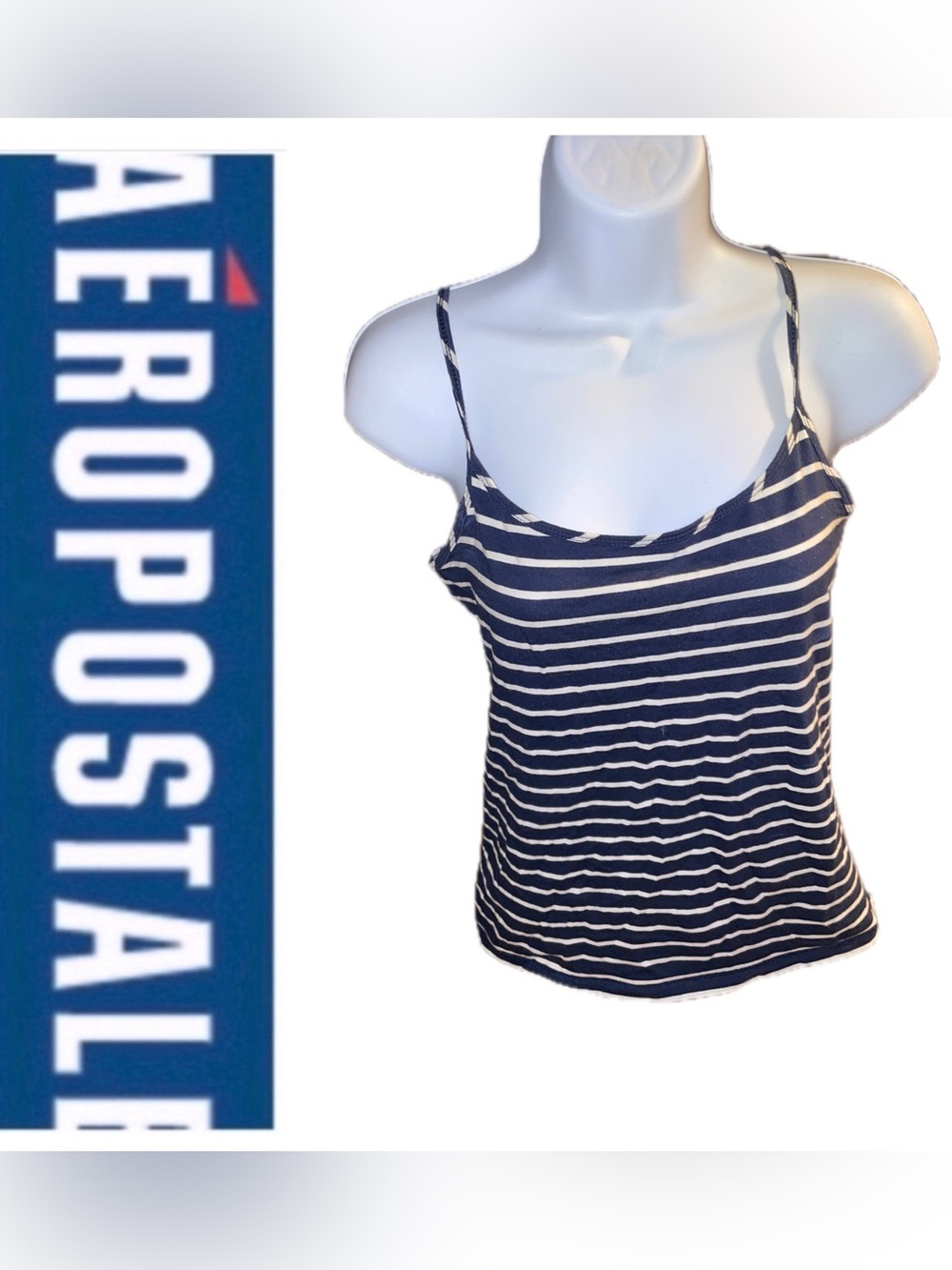 MAeropostale Navy & White Striped Cropped Cami 💙🤍